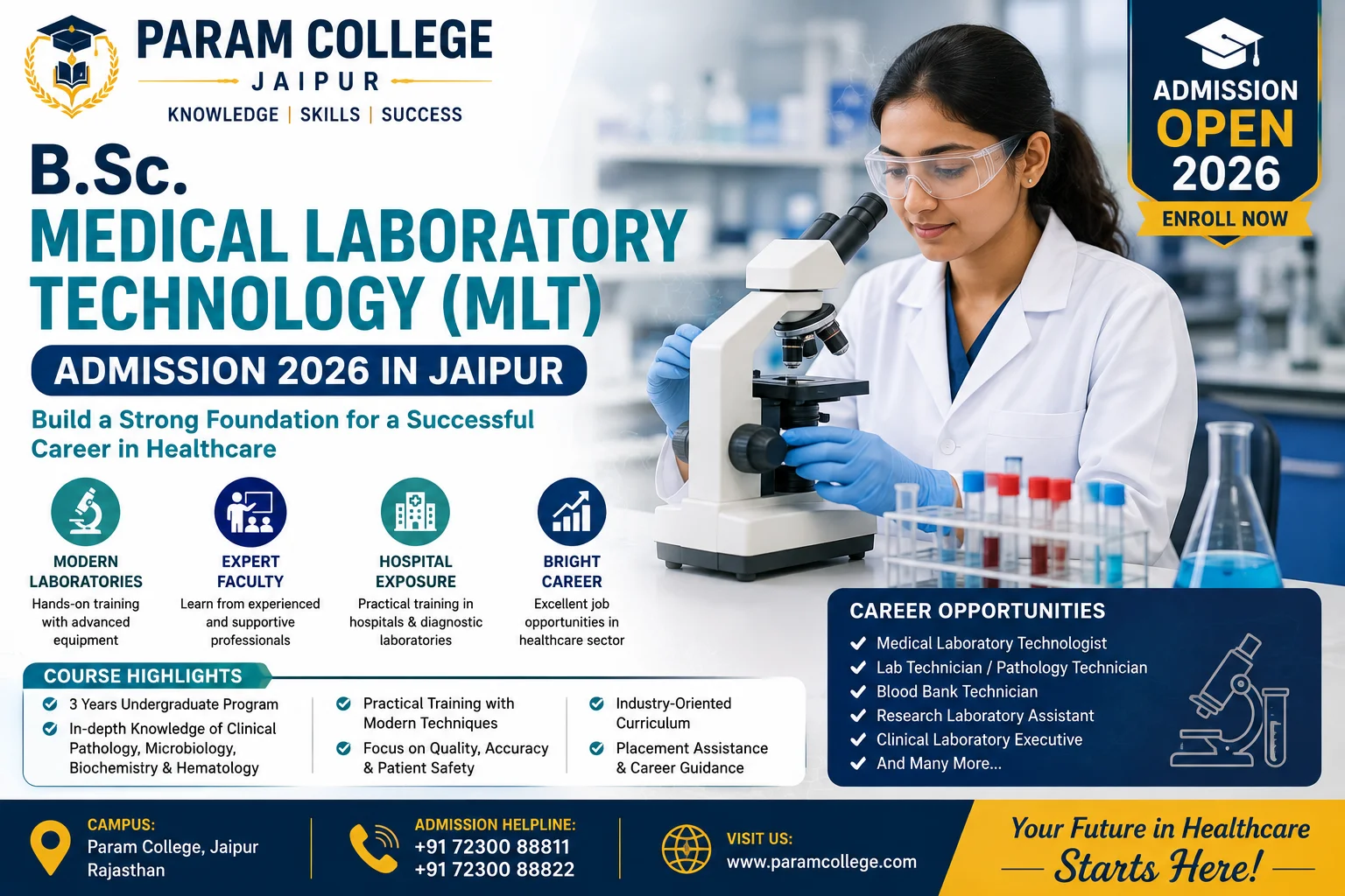 B.Sc. Medical Laboratory Technology (MLT) Admission 2026 in Jaipur